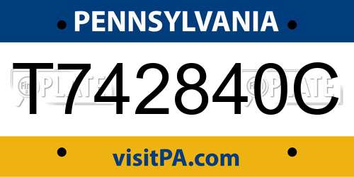 T742840C Pennsylvania License Plate