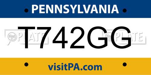 T742GG Pennsylvania License Plate
