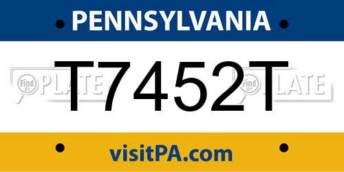 T7452T Pennsylvania License Plate