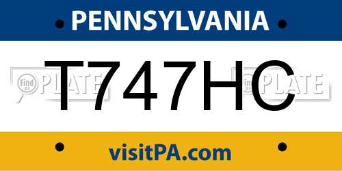 T747HC Pennsylvania License Plate