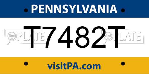 T7482T Pennsylvania License Plate