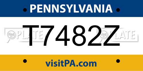 T7482Z Pennsylvania License Plate