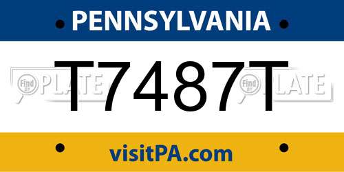 T7487T Pennsylvania License Plate