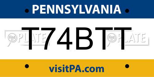 T74BTT Pennsylvania License Plate