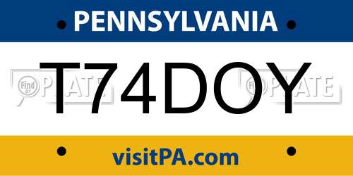 T74DOY Pennsylvania License Plate