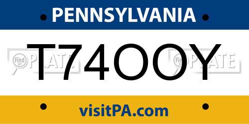 T74OOY Pennsylvania License Plate