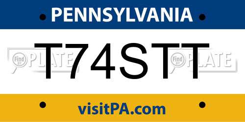T74STT Pennsylvania License Plate