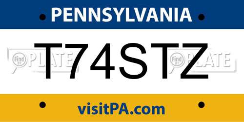 T74STZ Pennsylvania License Plate