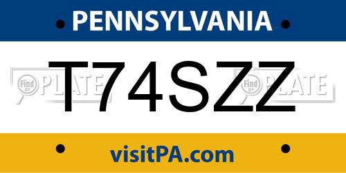 T74SZZ Pennsylvania License Plate