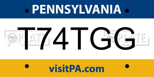 T74TGG Pennsylvania License Plate