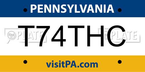 T74THC Pennsylvania License Plate