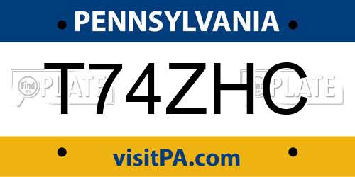T74ZHC Pennsylvania License Plate