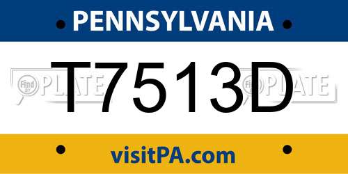 T7513D Pennsylvania License Plate