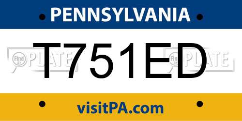 T751ED Pennsylvania License Plate