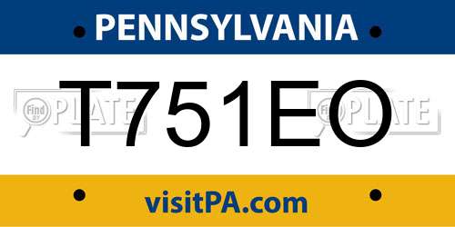 T751EO Pennsylvania License Plate