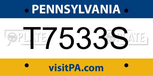 T7533S Pennsylvania License Plate