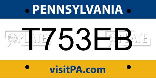 T753EB Pennsylvania License Plate