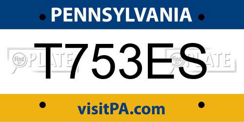 T753ES Pennsylvania License Plate