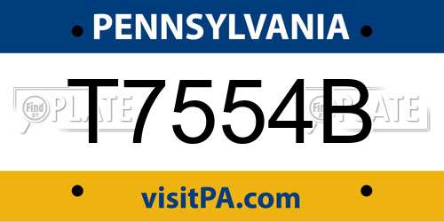T7554B Pennsylvania License Plate