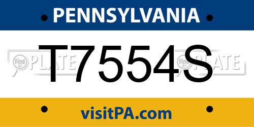 T7554S Pennsylvania License Plate