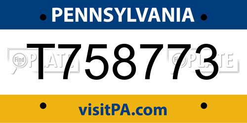 T758773 Pennsylvania License Plate