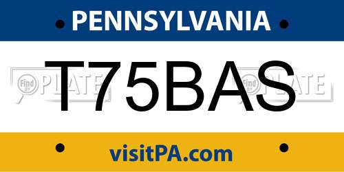 T75BAS Pennsylvania License Plate
