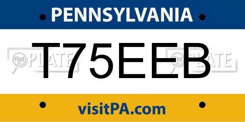 T75EEB Pennsylvania License Plate
