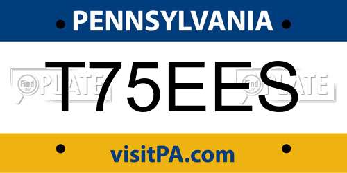T75EES Pennsylvania License Plate