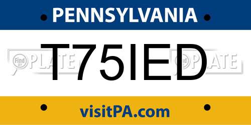 T75IED Pennsylvania License Plate