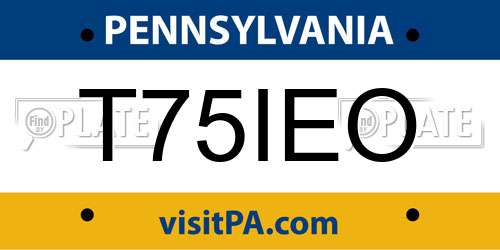 T75IEO Pennsylvania License Plate
