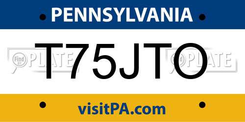 T75JTO Pennsylvania License Plate