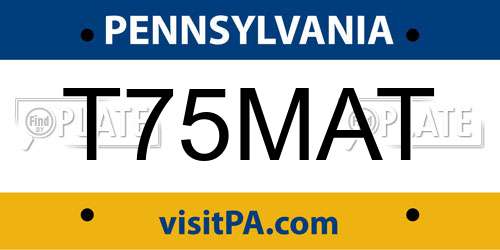 T75MAT Pennsylvania License Plate