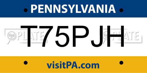 T75PJH Pennsylvania License Plate