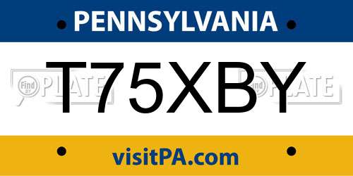 T75XBY Pennsylvania License Plate