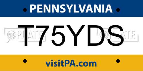 T75YDS Pennsylvania License Plate