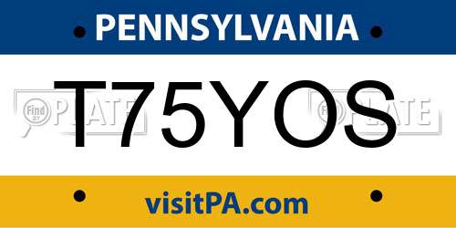 T75YOS Pennsylvania License Plate