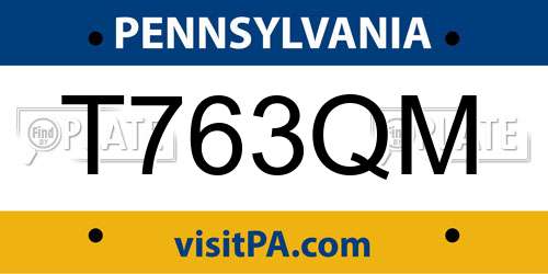 T763QM Pennsylvania License Plate
