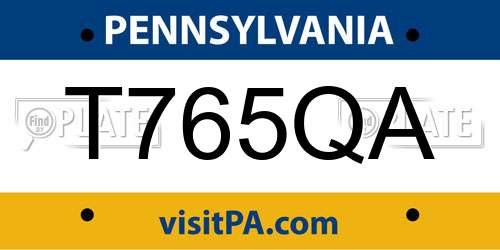 T765QA Pennsylvania License Plate