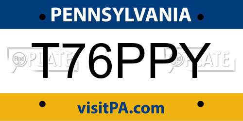 T76PPY Pennsylvania License Plate