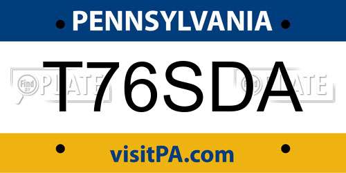 T76SDA Pennsylvania License Plate