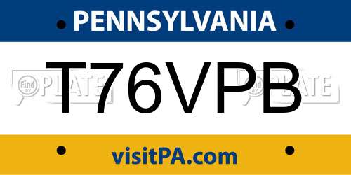 T76VPB Pennsylvania License Plate