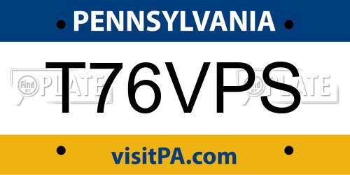 T76VPS Pennsylvania License Plate