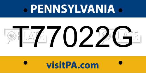 T77022G Pennsylvania License Plate