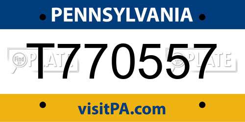 T770557 Pennsylvania License Plate