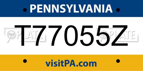 T77055Z Pennsylvania License Plate
