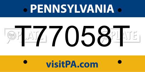 T77058T Pennsylvania License Plate