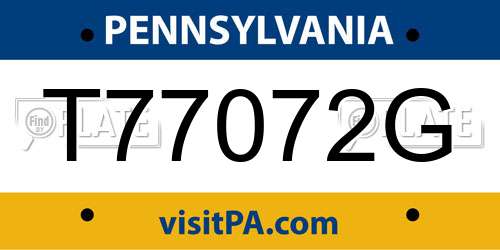 T77072G Pennsylvania License Plate