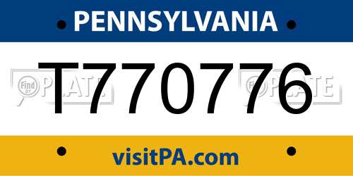 T770776 Pennsylvania License Plate