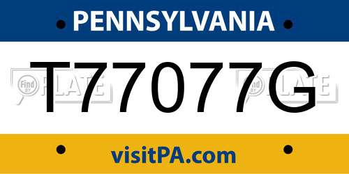 T77077G Pennsylvania License Plate