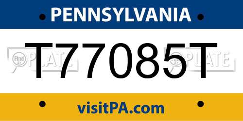 T77085T Pennsylvania License Plate